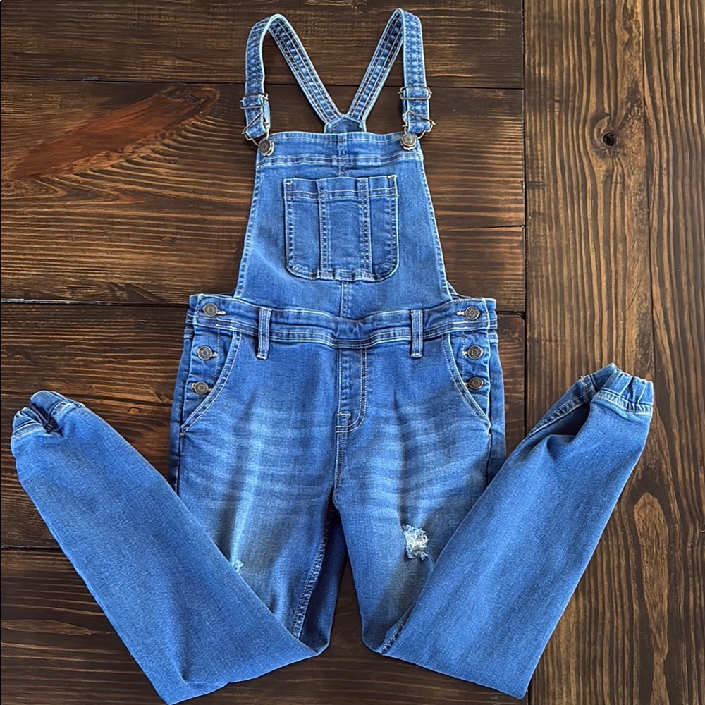 Girls 10/12 wallflower Blue Denim Overalls with Adjustable Straps